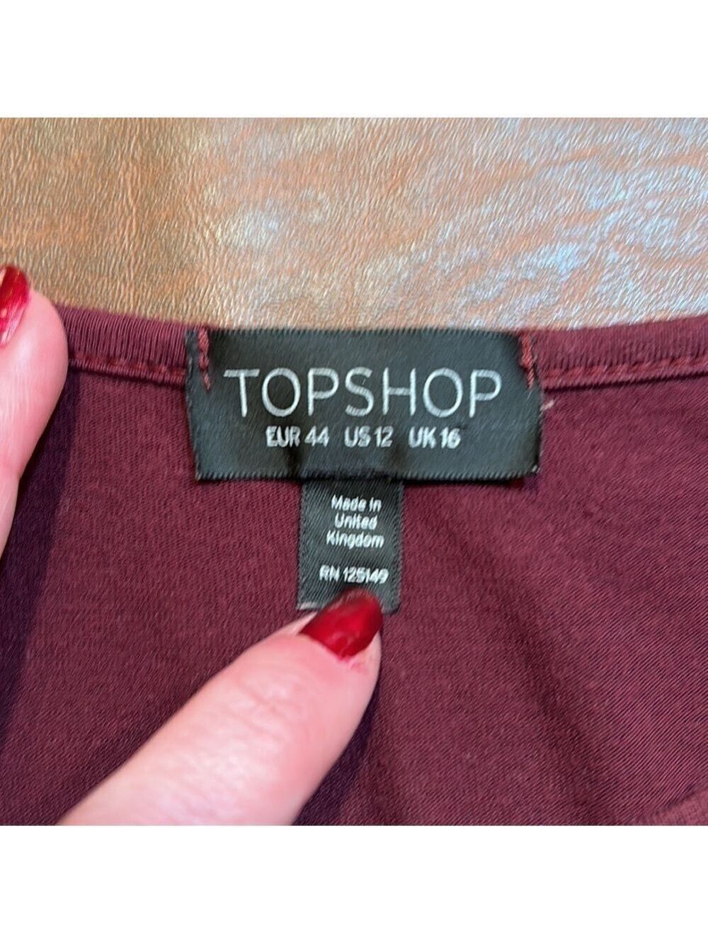 TOPSHOP Solid Maroon Long Sleeve Maxi Dress Size 12 - Picture 5 of 6